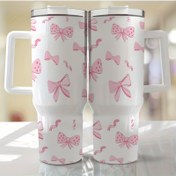 Resim 2 adet Pembe Kurdele Temalı Vinil Sticker, 40oz Libbey Cam Bardaklar için, Dekoratif PVC Transfer Kağıdı, UV Baskılı, Su Geçirmez, Mat Yüzey, Kendinden Yapışkanlı, Yeniden Kullanılabilir, Çizgili Desen, Metal Yüzeyler için İdeal (Cam Dahil Değil), Libbey Bardak Sticker 