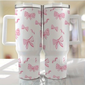 Resim 2 adet Pembe Kurdele Temalı Vinil Sticker, 40oz Libbey Cam Bardaklar için, Dekoratif PVC Transfer Kağıdı, UV Baskılı, Su Geçirmez, Mat Yüzey, Kendinden Yapışkanlı, Yeniden Kullanılabilir, Çizgili Desen, Metal Yüzeyler için İdeal (Cam Dahil Değil), Libbey Bardak Sticker 