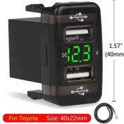 Resim Chuangyinshop Yeşil Dual Usb Qc Araç Şarj Aleti 12-24v Voltmetre Led Toyota Hızlı Şarj Cihazı 