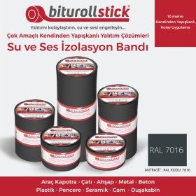 Resim Biturollstick 1 mm 10 cm Antrasit 10 mt - Yapışkanlı Su Yalıtımı ve Ses Yalıtım Bandı 
