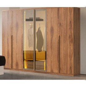 Resim Lovina Mdf 6 Kapaklı Reflekte Camlı Gardırop ve Yatak Odası Takımı - Baza Hariç 