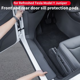 Resim 2025 Yenilenmiş Tesla Model Y için Ön ve Arka Kapı Eşik Koruma Pedleri, Dahili Eşik Kalkış Pedi, Hoş Geldin Basma Anti-Koruma Pedleri, B-Sütun Koruma Çıkartması, 6 Parça Set 