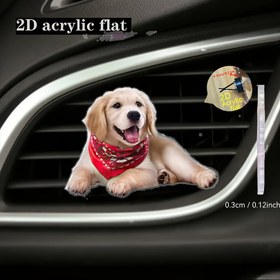 Resim 2D Düz, 1 Adet Kırmızı Bandana Takılı Sevimli Golden Retriever Köpek - Araç Havalandırma Klipsi Difüzörü, Yer Tasarrufu Sağlayan, Taze Koku, Çoğu Standart Araba Havalandırmaya Uyumlu - Evcil Hayvan Severler İçin İdeal Hediye, Araç İçi Dekor, Oyunbaz Tasarım, Akrilik Yapı, 2D Düz 