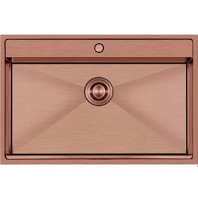 Resim Crauf Poli 6303 Pvd Bakır Tek Gözlü 51x78 Cm Paslanmaz Çelik Mutfak Eviyesi Bakır 