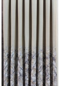 Resim Lina Keten Dokuma Fon Perde Bej Gri Renk Desenli Gri 