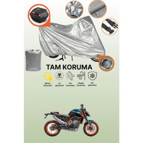 Resim Dokaca Gri Kilit ve Arka Çanta Uyumlu Ktm 890 Duke Uyumlu Motosiklet Brandası, Koruma Örtüsü 