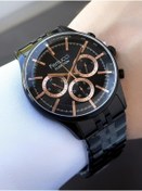 Resim Ferrucci Function Erkek Kol Saati Siyah Kadran Rose Detaylı Fonksiyonel Siyah Metal Kordon 