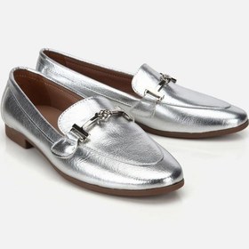 Resim Yaya Kadın Lame Toka Detaylı Metalik Loafer 