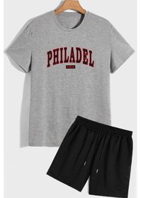Resim Phıdelphıa Şort T-shirt Eşofman Takımı Gri 
