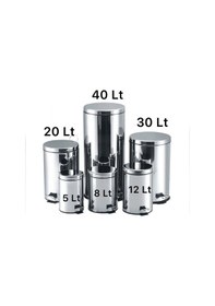 Resim 8 Lt Metal Çöp Kovası Pedallı Paslanmaz Gri 