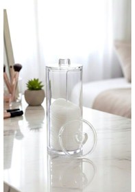 Resim Vivart Makyaj Pamukluk Organizeri Kutusu & Disk Makyaj Pamukluk Düzenleyici Şeffaf 