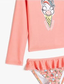 Resim Koton Fırfır Detaylı Unicorn Baskılı Uzun Kollu Bikini Seti Pembe Desenli 5skg00025mm Pembe Desenli 
