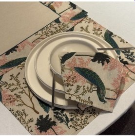 Resim Keten 6 Lı Iraz Desen 6 Amerikan Servis & 1 Runner 6 Peçete Çok Renkli 