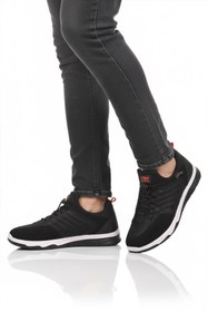 Resim WALKWAY Siyah Kırmızı Elastik Bağcıklı Hafif Esnek Erkek Spor Ayakkabı Dong 2534 M 