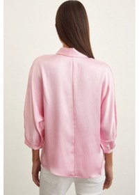 Resim Never More Fakir Kol Saten Gömlek Pembe 