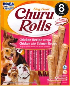 Resim Inaba Inaba Churu Rolls Sticks Tavuk Sargılı Ve Somonlu Köpek Ödül Maması 8li 12 Gr 