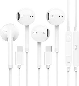 Resim Umiharn 2 paket kulaklık kablolu USB C için iPhone 15, iPad Pro Air Mini, Google Pixel, Samsung, Huawei, C tipi kulaklık, MacBook, Lenovo, DELL, USBC mikrofonlu kulaklıklar, ses kontrolü 