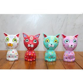 Resim Larimar Ahşap Tekli Kedi 