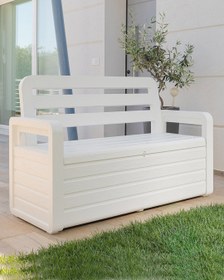 Resim Panchina Sandıklı Bahçe Bankı Beyaz 