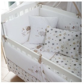Resim Meltem Kids Kuzu Nakışlı Pamuklu Bebek Uyku Seti 60 x 120 CM Ekru 