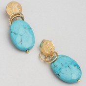 Resim So Chic Mistik Yolculuk 18 Ayar Sarı Altın Kaplama Gümüş Doğal Taşlı Küpe 