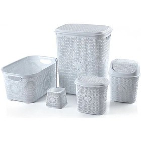 Resim Çeyiz Seti Rattan 5 Parça Örgülü Çeyiz Seti Çok Renkli 