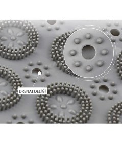 Resim Silikon Banyo Paspası Vantuzlu Kaydırmaz Gri Renk, Güvenli ve Konforlu Kullanım 