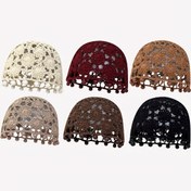 Resim Kadınlar için Fransız Vintage El Danteli Bere - Ayarlanabilir Toggle Kapatmalı Nefes Alabilen Tığ İşi Kafatası Şapka, Hafif İlkbahar Yaz Moda Aksesuarı 6 Renk (Beyaz, Kahverengi, Siyah, Gri, Bordo, Lacivert), Günlük Başlık, Zarif Açık İşlemeli 