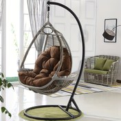 Resim Ekstra Büyük Asma Sandalye Minderi Osmanlı Tarzı Taban ile - 2.2 KG Ağırlık Kapasitesi, Çok Dayanıklı Kumaş ve Yumuşak Pamuk Dolgu, Modern Kahverengi/Bej İç mekan/Dış mekan Salıncaq Sandalyesi Oturma Odası için, balkon, veranda - Elde yıkanabilir, Sağlam Siyah Çerçeve Uyumlu, Çok amaçlı Şezlong, Oturma Odası Yastıkları,Bahçe Mobilyası Yastık Kılıfları,Bank için oturma minderi,Gri Şezlong Yastıklar,Bahçe Mobilyası Yastıklar,Koltuk Yastıkları 