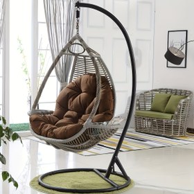 Resim Ekstra Büyük Asma Sandalye Minderi Osmanlı Tarzı Taban ile - 2.2 KG Ağırlık Kapasitesi, Çok Dayanıklı Kumaş ve Yumuşak Pamuk Dolgu, Modern Kahverengi/Bej İç mekan/Dış mekan Salıncaq Sandalyesi Oturma Odası için, balkon, veranda - Elde yıkanabilir, Sağlam Siyah Çerçeve Uyumlu, Çok amaçlı Şezlong, Oturma Odası Yastıkları,Bahçe Mobilyası Yastık Kılıfları,Bank için oturma minderi,Gri Şezlong Yastıklar,Bahçe Mobilyası Yastıklar,Koltuk Yastıkları 