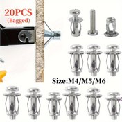 Resim 20 adet Karbon Çelik Rıvıt Somun Seti - Kısmi Dişli Galvanizli Kilitleme Somunları, Boş Duvarlar İçin Sağ El Diş Yönü - M4 M5 M6 Genişletme Somun İçleri 