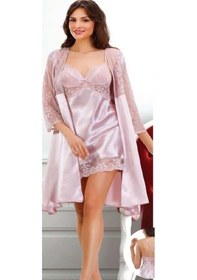 Resim Duchesse 137 Çeyizlik Dantelli Saten 6'lı Set -pudra Pudra 