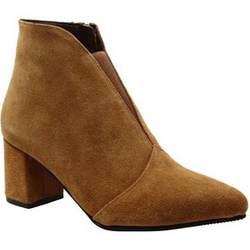 Resim Hobby 261924s Hakiki Süet Deri Kadın Topuklu Bot Taba 