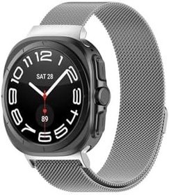 Resim Samsung Galaxy Watch ULTRA (LTE 47mm) Milanese Metal Hasır Kordon Watch 7 Gümüş 