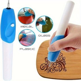Resim 1 Adet Profesyonel Elektrikli Oymacı Kalem - Hassas DIY Aleti, Metal, Ahşap, Cam ve Yapay Yeşim İçin Uygun | Ergonomik Tutuşlu ve Metallic Uçlü Çok Malzemeli Hat Sanatı Kazma Makinesi, Pil Dahil Değildir, Gravür Aleti,Metal Oyma Aleti 