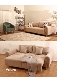 Resim Mora Bohem Koltuk Takımı 3+3+1+1 & Oturma Grubu Açık Kahve 