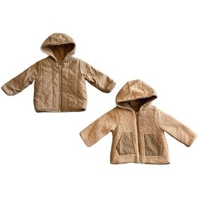 Resim Kız / Erkek Bebek Peluş Fermuarlı Kapüşonlu Mont-11357-camel Camel 