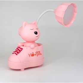 Resim Genel Markalar Pembe Işıklı Şarjlı Çocuk Masa Lambası, Şarjlı ve Kalem Traşlı Tasarım 