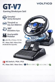 Resim Voltico GT-V7 Gaming Direksiyon Seti – 180° Dönebilen, Pedallı, Çoklu Platform Uyumlu 