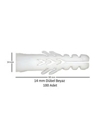 Resim Dübel, 14 mm Plastik Beyaz Dübel 100 adet 