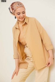 Resim 103901 Oversize Basic Tesettür Gömlek Bej 