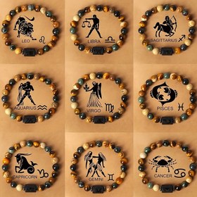 Resim 1 adet Zodyak Astroloji Doğal Taş Boncuklu Bileklik, Şık 12 Burç Tasarımı, Kişiselleştirilmiş Burç Takısı, İdeal Doğum Günü veya Sevgililer Günü Hediyesi, 19.0cm 