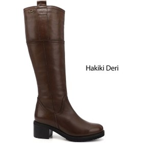 Resim Gönderi(R) Kadın Kahve Antik Fermuarlı Kalın Topuklu Hakiki Deri Çizme Dkzc61363591 Kahverengi 