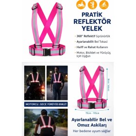 Resim Vi Caro Reflektörlü Güvenlik Yeleği Ayarlanabilir Gece Görünürlük Motor Bisiklet Koşu Trafik Yeleği 