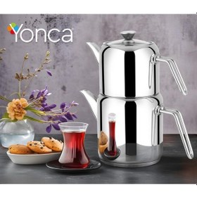 Resim Yonca Rüya İdeal Boy Çelik Çaydanlık Takımı Metal Kulp Gri 