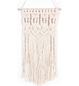 Resim Yunboo Nordik Tarz El Dokuma Bej Duvar Örtüsü - 35x75cm Pamuklu Dekoratif Duvar Aksesuarı Ev Ofis Dekoru 