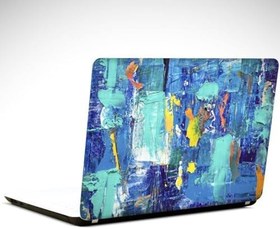 Resim Lacivert ve Turkuaz Soyut Laptop Sticker 10 İnch (25X19CM) 