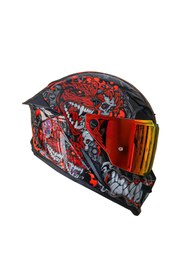 Resim DeadG Inferno Gatekeeper Parlak Siyah-Kırmızı Kask 