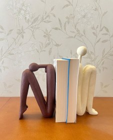 Resim Abstract Bookends Set of 2, Modern Figurines for Shelf or Desk Decor, Abstract Bookends, Modern Bookshelf Decor, Polyester Bookend Set - Object-29 
