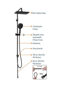 Resim Adell Mode S Rain Duş Sistemi -mat Siyah Mat Siyah 